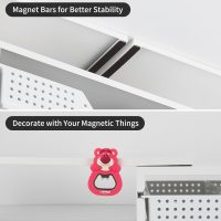 Dual Monitor Stand Riser with Drawer, Desk Organizer and Accessories, Metal Laptop Stand for Desk, Workspace Desktop Stand for Computer, Laptop, TV and More (White) - Image 5