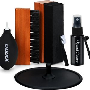 OPULA 7-in-1 Vinyl Record Cleaning Kit Complete - Vinyl Record Cleaner Solution - Velvet Brush - Microfiber Brush - Stylus Brush - Label Protector - Air Blower - Brush for Velvet, Restore LPs Album