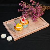 Real Luxurious Natural Marble Vanity Tray Genuine Marble Storage Tray for Home Decor Stone Tray for Bathroom/Kitchen/Vanity/Dresser Non-Resin/Non-Ceramic/Cream Rose - Image 2