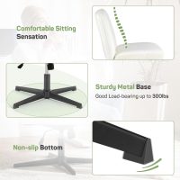 Criss Cross Chair, Cross Legged Office Chair, Wide Comfty Desk Chair, No Wheels Armless Computer Task Chair, Swivel Teddy Fabric Vanity Home Chair, Height Adjustable - Image 5