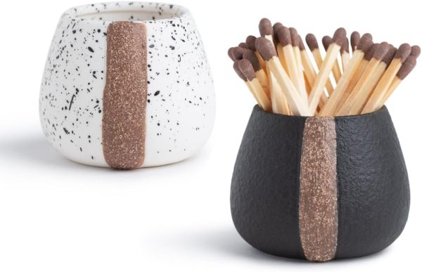 Ceramic Match Holders with Striker - Set of 2 - Candle Accessories - Candle Lover Gifts - Housewarming Gift - Matches NOT included