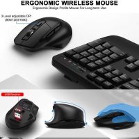 Wireless Keyboard and Mouse Combo, 2.4G Full Size Wave Keys Ergonomic Keyboard with Wrist Rest and 3-Level DPI Adjustable Wireless Ergonomic Mouse for Windows, Mac OS Desktop/Laptop/PC(Black) - Image 4