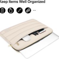 MOSISO 13.3 inch Laptop Case, 13-13.3 inch Puffy Laptop Sleeve Compatible with MacBook Air 13 13.6 M4 M3 M2 M1/Pro 13/Pro 14, HP Dell ASUS Lenovo,Polyester Horizontal Bag with Small Case, Sand - Image 2