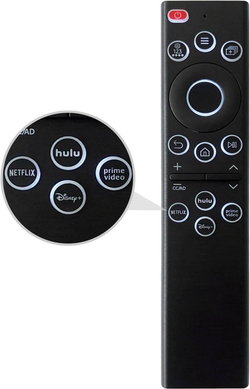 Universal Backlit Remote Control Replacement for Samsung Smart TV Remote with Shortcut Buttons Netflix, Hulu, Disney+, Prime Video, Black