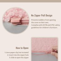 Blissful Diary Kids Couch, 2-in-1 Soft Toddler Couch Fold Out, Toddler Chair Comfy, Convertible Sofa to Lounger, Kids Furniture for Playroom, Gift for Birthday, Children's Day, Pink Shell - Image 7