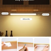 Under Cabinet Lighting 8 Inches Rechargeable Motion Sensor Light Indoor, 3 Color Dimmable Closet Light Battery Operated, USB Stick on LED Magnetic Under Counter Lights for Kitchen Stair, 3 Packs - Image 4