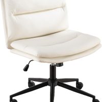 Roundhill Bizerte Adjustable Swivel Criss Cross Chair, Wide Seat Office Chair Vanity Chair, White - Image 14