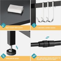 DOLALIKE Microwave Oven Rack, Expandable Microwave Stand Countertop Kitchen Utensils Tableware Storage, Carbon Steel Over Microwave Shelf Countertop with 3 Hooks - Image 6