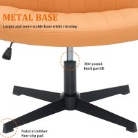 Criss Cross Chairs Armless with Storage Bag Wide Seat Height Adjustable PU Leather Modern Style Swivel Computer Chairs Office Chair Task Chairs for Home Vanity Desk Office (Orange) - Image 6