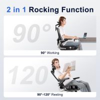 Ergonomic Office Chair，Mesh Seat Cushion with 3D Armrests and 3D Headrest, Adjustable Lumbar Support with Rocking Function, SGS Class 4 Gas Clylinder，Black - Image 8
