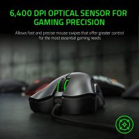 Razer DeathAdder Essential Gaming Mouse: 6400 DPI Optical Sensor - 5 Programmable Buttons - Mechanical Switches - Rubber Side Grips - Classic Black - Image 2