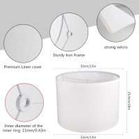 Drum Lamp shades Set of 2, White Line Lamp Shades for Table Lamps Floor Lamp, 13" Top X 13" Bottom X 10" High Large Fabric Lamp Shades, Easy Assembly Replacement Lampshades - Image 2