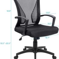 Furmax Office Chair Ergonomic Computer Desk Mesh Chair Mid Back Swivel Lumbar Support with Armrest (1, Black) - Image 3