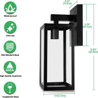 MAXvolador Outdoor Wall Lantern, Exterior Waterproof Wall Sconce Light Fixture, Black Anti-Rust Mount Light with Clear Glass, E26 Base Wall Lamp - Image 2
