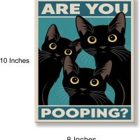 Funny Bathroom Wall Art Black Cat Restroom Wall Poster Toilet Humor Art Print Home Bathroom Decor 8X10 Inches - Image 2