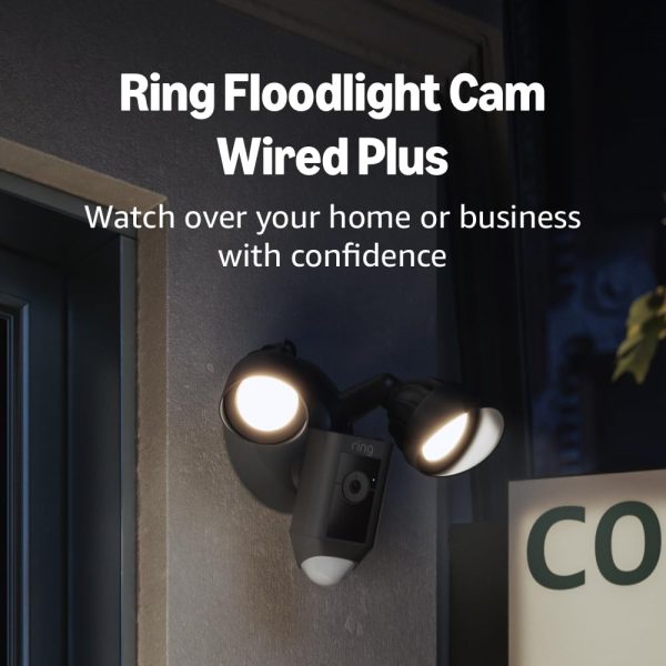 Ring Floodlight Cam Wired Plus — Outdoor home or business security with motion-activated 1080p HD video and floodlights, (2021 release) Black