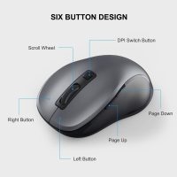 WisFox 2.4G Wireless Mouse for Laptop, Ergonomic Computer Mouse with USB Receiver and Type-C Adapter, 3 Adjustable Levels DPI, 6 Button Cordless Wireless Mice (Grey, 1 Pack) - Image 5