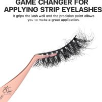Pretty memory Eyelash Applicator Tool Stainless Steel Lash Tweezers Curved Eyelash Tweezers for Easy Lash Application and Removal, Rose Gold - Image 4