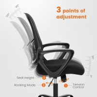 Sweetcrispy Ergonomic Mid-Back Mesh Home Office Desk Chair with Wheels, Lumbar Support, and Comfortable Armrests for Home, Bedroom, Study, Office - Image 3