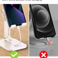 OCYCLONE Phone Stand, Adjustable Height and Angle Foldable Cell Phone Stand Holder for Desk, Taller iPhone Stand Compatible with 4.7"-13" Smartphones iPad Tablet, Beige - Image 7