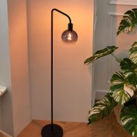 ONEWISH Floor Lamp for Living Room - Minimalist Industrial Standing Lamp with Modern LED Bulb, Globe Black Clear Glass 6", 1800K Warm Ambiant Lighting Decorative Tall Floor Lamp for Bedroom Office - Image 9