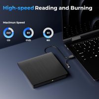 External Blueray/Dvd Drive for Pc, Portable External Blu-ray Drives Support 50G Disc Read/Write, USB 3.0 Type-C Blu Ray Burner for Laptop, Blu Ray Drive Compatible with Windows XP/7/8/10/11 MacOS - Image 3