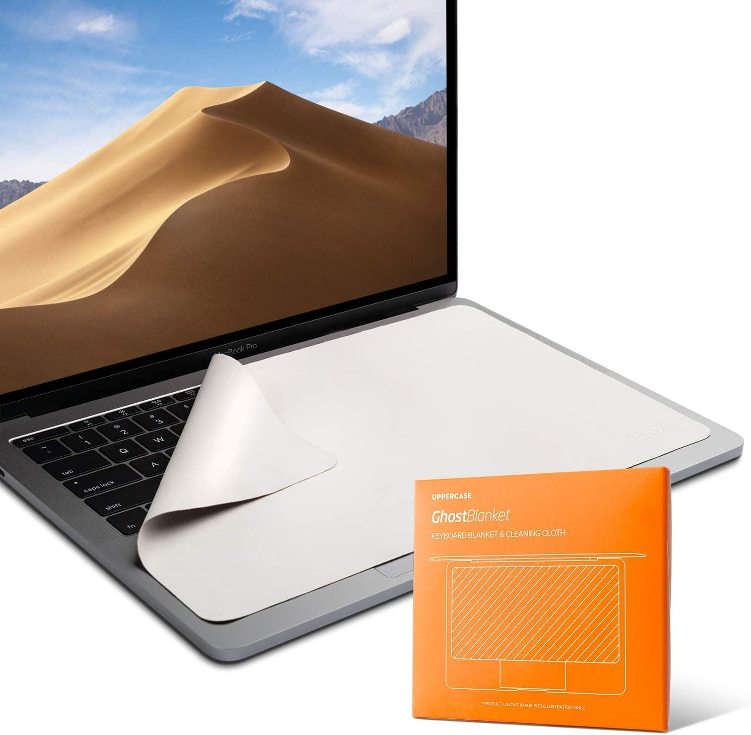 UPPERCASE GhostBlanket Screen Keyboard Imprint Protection Microfiber Liner and Cleaning Cloth 13″ Compatible with MacBook Pro 13″ 14″ and MacBook Air 13″ 15″