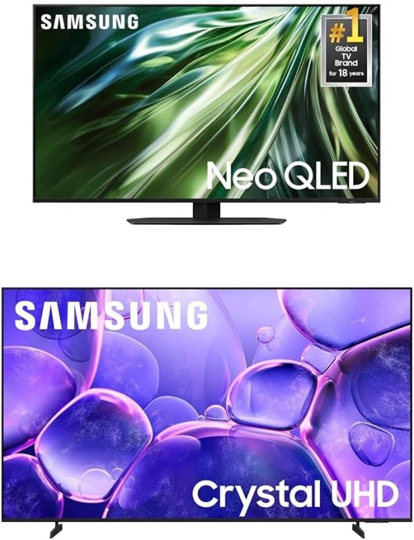 Samsung 98-Inch Class Neo QLED 4K QN90D Series Mini LED, Neo Quantum HDR+ Smart TV w/Dolby Atmos (QN98QN90D, 2024) w 65-Inch Class Crystal UHD U8000F 4K Smart TV (2025 Model)