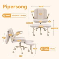Meditation Cross Legged Armchair, ADHD Chair with Adjustable Armrests, Criss Cross Desk Chair with Flexible Back Cushion, Swivel Footrest, Arm Support and Wheels for Home Office, Cocoa - Image 2