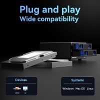 Aluminum Dual Bay Hard Drive Enclosure with Cooling Fan for 2.5“/3.5" SATA HDD/SSD with USB A/C 3.0, Support Hot Swappable, Daisy Chain Expansion, Tool-Free HDD Enclosure, DAS(NO RAID/NAS) - Image 8
