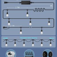 XMCOSY+ Outdoor String Lights Smart, 49Ft RGBCWIC Patio Lights Waterproof, App Control, Compatible with Alexa, Color Changing LED String Light for Outside Yard Garden Porch - Image 9