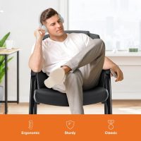 Sweetcrispy Waiting Room Office Guest Chairs Set of 2, PU Leather Big and Tall No Wheels Executive Office Chair with Padded Arms for Reception Conference Room Lobby - Image 4