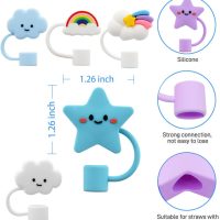 6PCS Cute Straw Cover Cap for Stanley Cup, 10 mm 0.4 in Reusable Cloud Flower Shape Straw Topper - Image 3