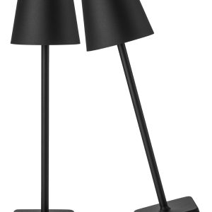 HASUN 2 Pack LED Cordless Rechargeable Table Lamp, 5200mAh Battery Operated Desk Lamp Table Light, Aluminum Shell, 3 Color Stepless Dimming Up Waterproof for Coffee Table/Indoor/Camping (Black)