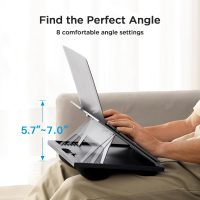 Adjustable Laptop Stand with 8 Angles - Dual Cushion Desk for Sofa, Bed, Car or Work Table by HUANUO - Image 2