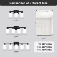 Black Bathroom Light Fixtures, 3-Light Modern Vanity Light Over Mirror, Wall Sconces with Milky White Frosted Glass Shades, E26 Socket (Bulbs Not Included) - Image 5