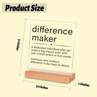 Appreciation Gifts for Leader Boss Mentor Coworker Teacher Difference Maker Gift Difference Maker Definition Clear Desk Decorative Sign Acrylic Sign With Stand for Desk Table Shelf - Image 3