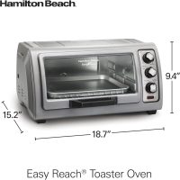 Hamilton Beach 6 Slice Countertop Toaster Oven With Easy Reach Roll-Top Door, Bake, Broil & Toast Functions, Auto Shutoff, Silver (31127D) - Image 7