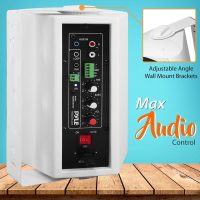 Pyle Wall Mount Home Speaker System - Active Passive Mountable Bookshelf Indoor Studio Garage Patio Stereo Sound Home Theater, Wireless Bluetooth Speaker Set W/Aux & RCA, White - Image 3