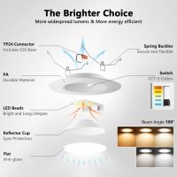 LVWIT Recessed Lighting 6 Inch, Recessed Lights Color Selectable 2700/3000/4000/5000/6000K 5CCT, 10W(120W Equivalent) Dimmable LED Can Lights with E26,LED Retrofit Recessed Light 6 Inch, 6 Pack - Image 6