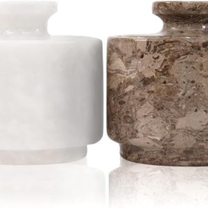 Marble Salt Cellar with Lid 3" White and Oceanic Celtic Salt & Pepper Containers Home & Kitchen, Salt & Sugar Salt Bowls, Kitchen Table Decor