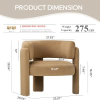 COLAMY Modern Velvet Accent Chairs Set of 2, Upholstered Barrel Chairs, Comfy Side Arm Chairs with 3 Legs for Living Room, Bedroom, Reading, Khaki - Image 2