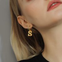 Gold Earrings with Charm Personalized Letter Drop Dangle Earrings for Women Dainty Jewelry - Image 5