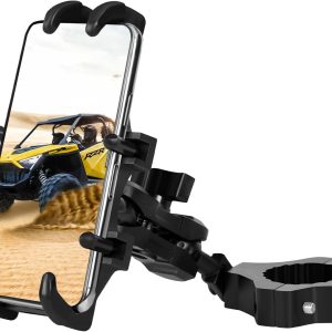 UTV Phone Mount for 1.75"-2" Roll Bar, 360°Rotation UTV Phone Holder with 8 Claws, Aluminum Alloy Heavy Duty Smartphone Holder Hang on to 4.7"-7.1" Devices for Polaris RZR/Can Am X3