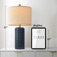PoKat 23" Blue Table Lamps, Farmhouse Bedside Lamps for Bedroom Set of 2, Ceramic End Table Lamps for Living Room, Traditional Nightstand Desk Lamps, Medium - Image 3