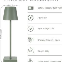 HASUN 2 Pack Cordless Table Lamp, Portable LED Desk Lamp, 5200mAh Battery Operated Lights, 3 Color Stepless Dimming Up, Night Light for Bedroom/Date/Bars/Cafe/Camping (Green 2Pack) - Image 4
