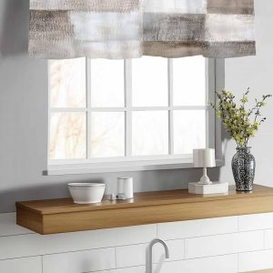 Valances for Windows Watercolor Brown White Graffiti Window Valance Rod Pocket Modern Art Window Treatment Decor Curtain for Kitchen Living Room Bedroom 54" x 18"