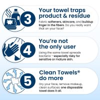 Clean Skin Club Clean Towels XL®, 100% USDA Biobased Face Towel, Disposable Face Towelette, Eczema Association Accepted, Makeup Remover Dry Wipes, Ultra Soft, 50 Count - Image 6