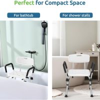 Shower Chair for Inside Shower with Arms and Back, FSA/HSA Eligible 500 lbs Adjustable Heavy Duty Bathtub Safety Stool, Non-Slip & Tool-Free Bath Bench Seat for Elderly, Seniors & Disabled - Image 6
