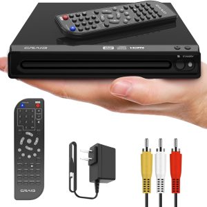 Craig CVD401A Compact HDMI DVD Player with Remote in Black | Compatible with DVD-R/DVD-RW/JPEG/CD-R/CD-R/CD | Progressive Scan | Up-Convert to 1080p |